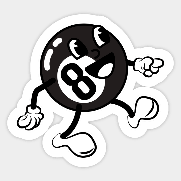 Billiard Ball Cartoon 8Ball Sticker by Foxxy Merch